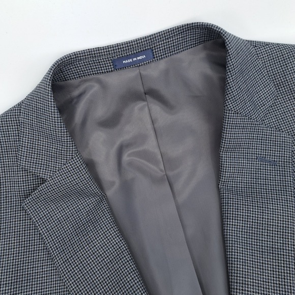 Stafford Travel Blazer Mens 52R Grey Houndstooth Classic Fit Year Round Wool Mix - Picture 2 of 15